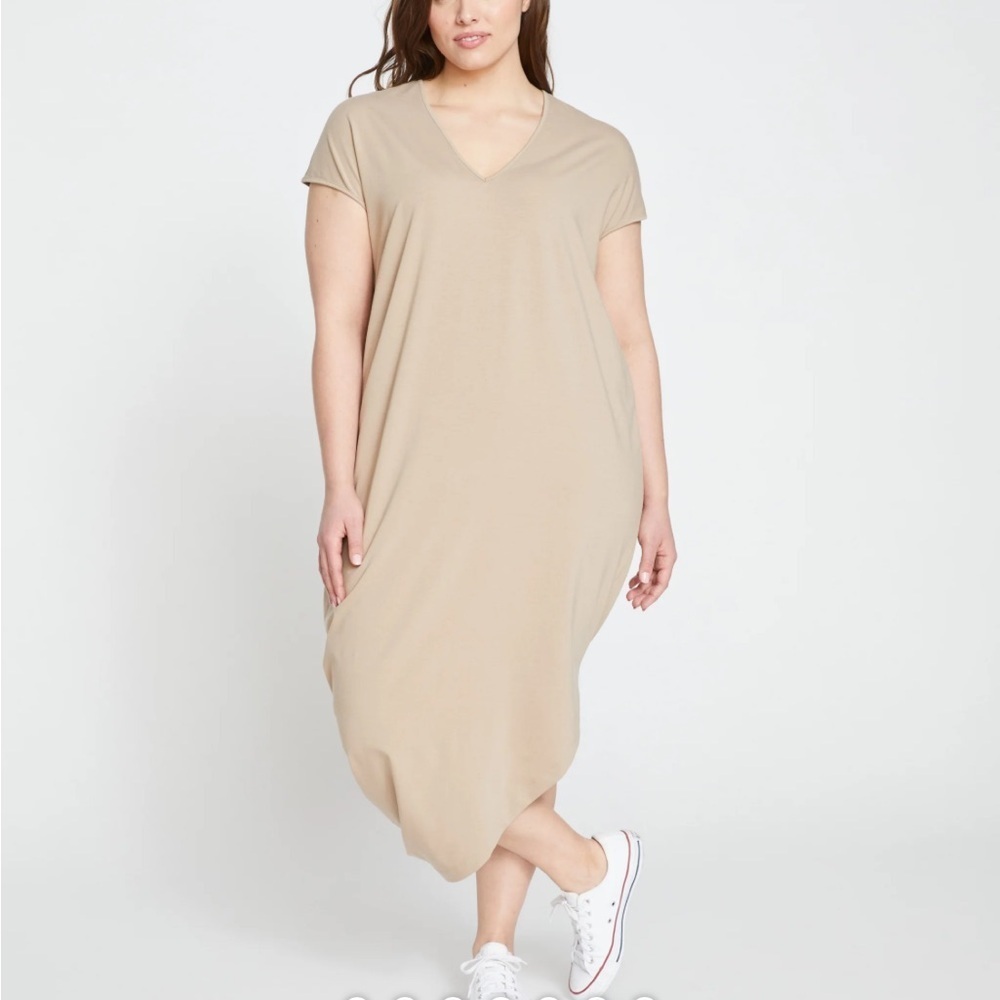 Universal Standard Womens Geneva Tan SS midi dress 14/16NEW